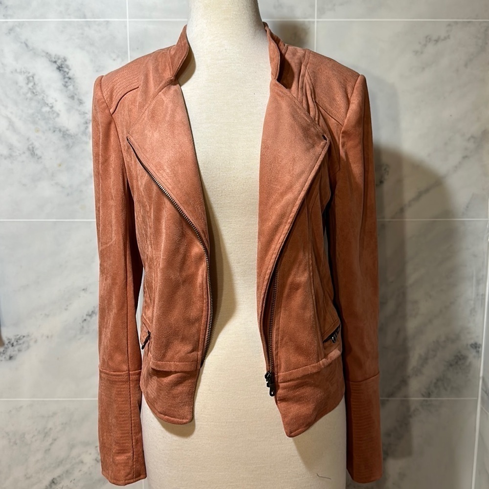 NWT Robert Rodriguez Dusty Pink Zip Up Faux SuedemMoto Jacket Size S